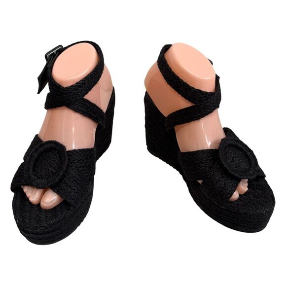 Beach by Matisse Black Jute Platform Sandals Size 8 - Picture 1 of 11